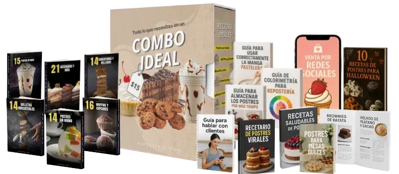 Combo más de 230 recetas de postres irresistibles para hacer negocio
